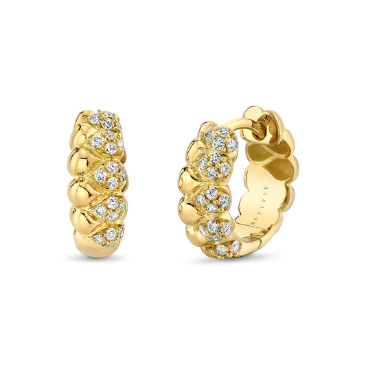Auravie Shell Honeycomb Diamond Earrings