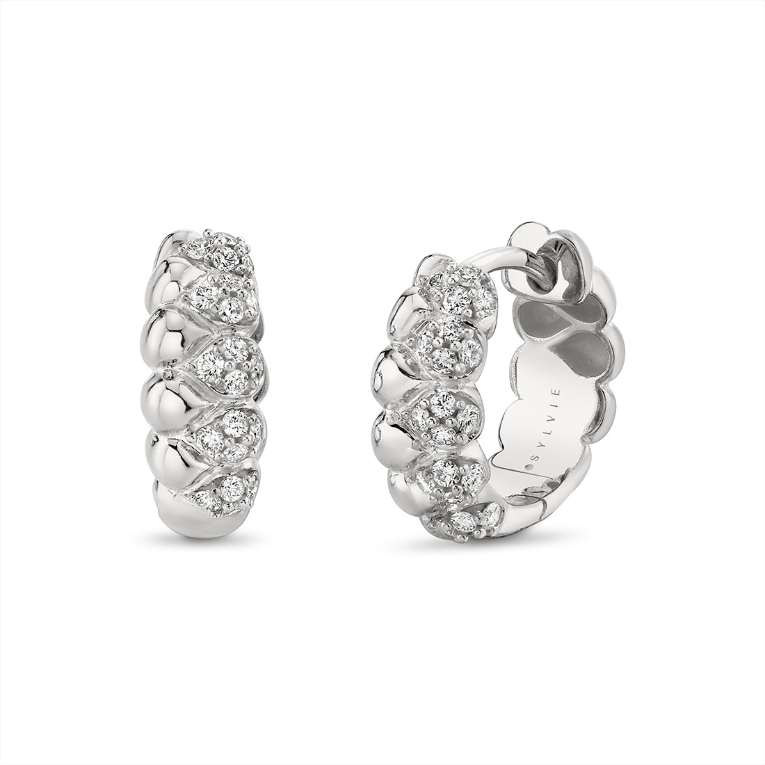 Auravie Shell Honeycomb Diamond Earrings