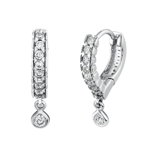 Shell Heritage Bezel Shell Diamond Drop Earrings