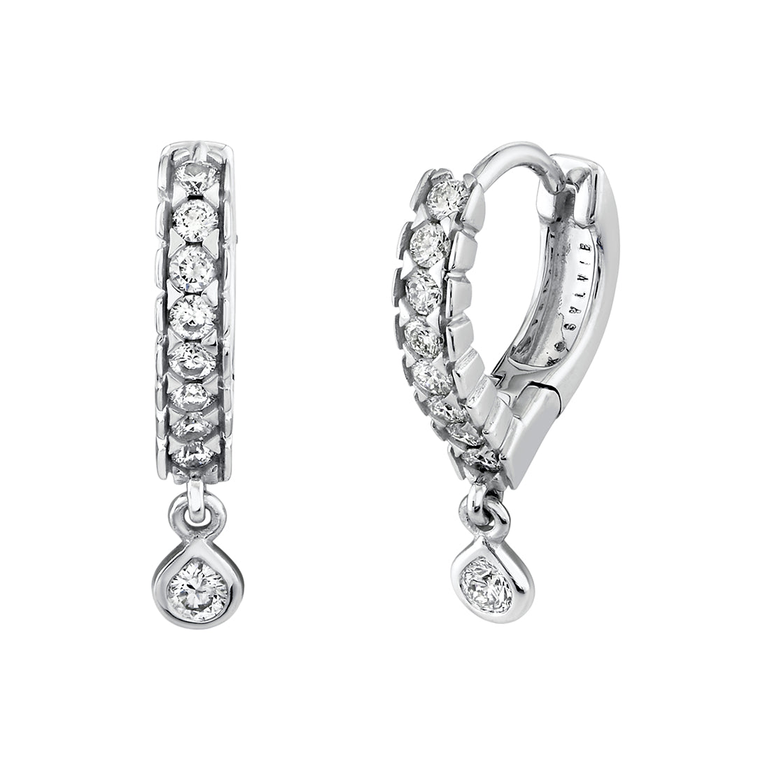 Shell Heritage Bezel Shell Diamond Drop Earrings