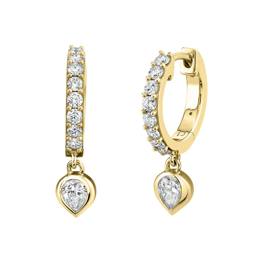 Shell Bezel Diamond Dangle Earrings