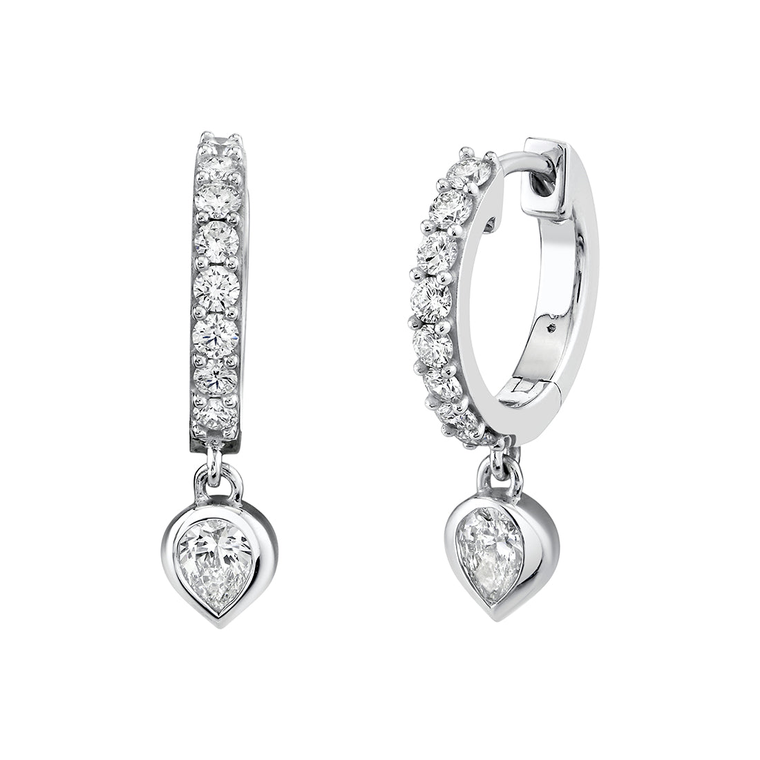 Shell Bezel Diamond Dangle Earrings
