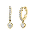 Shell Bezel Diamond Dangle Earrings