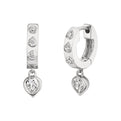 Shell Bezel Spaced Diamond Dangle Earrings