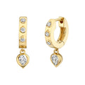 Shell Bezel Spaced Diamond Dangle Earrings