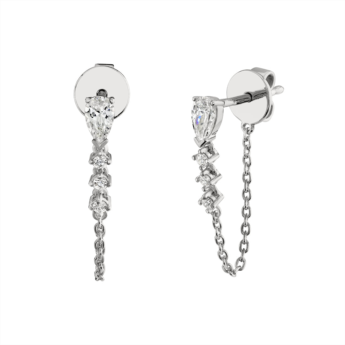 Pear Diamond Chain Earrings