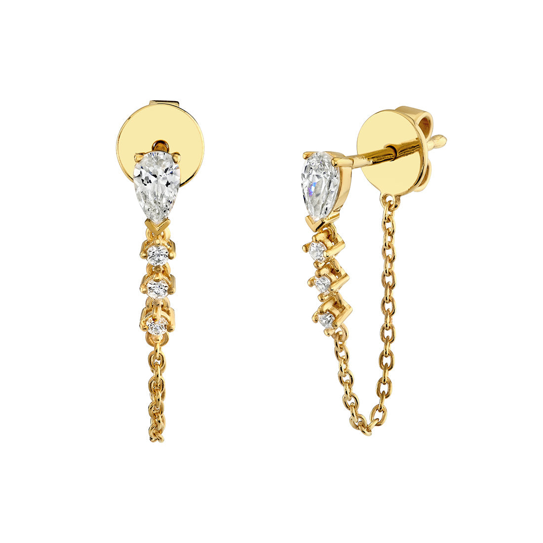 Pear Diamond Chain Earrings