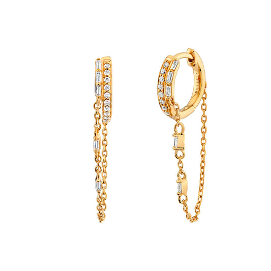 Baguette Diamond Chain Earrings