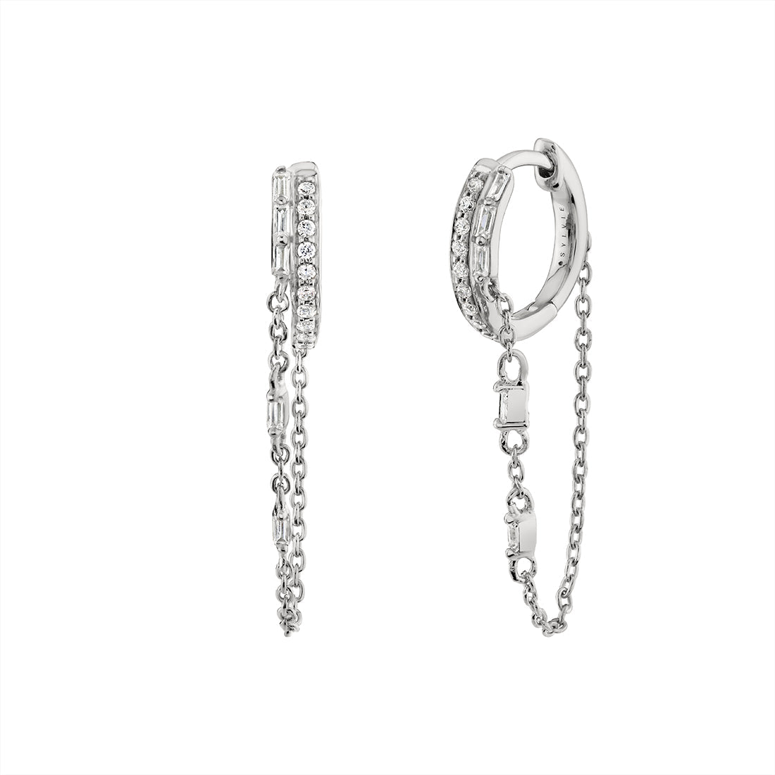 Baguette Diamond Chain Earrings