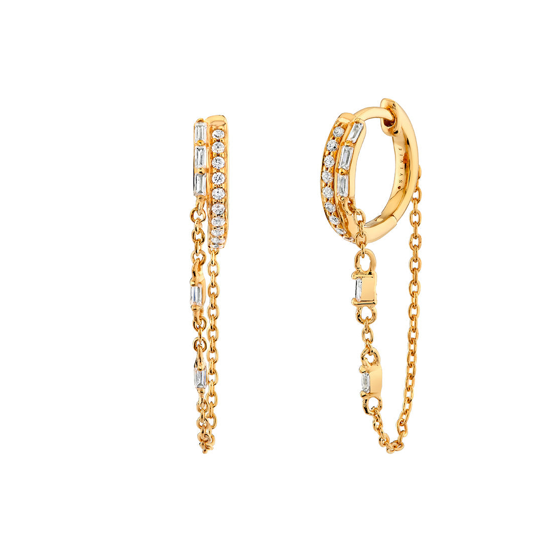 Baguette Diamond Chain Earrings