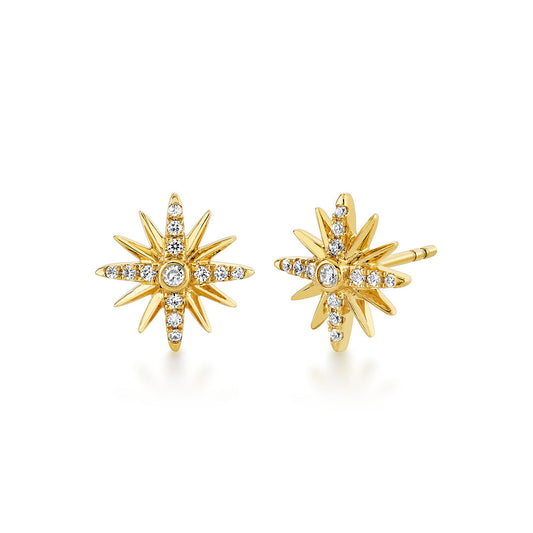 Solaz Diamond Sun Bursts Stud Earrings