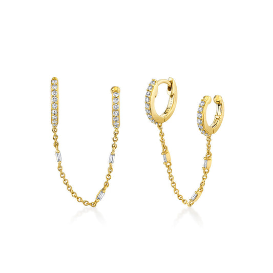 Baguette Diamond Chain Earrings