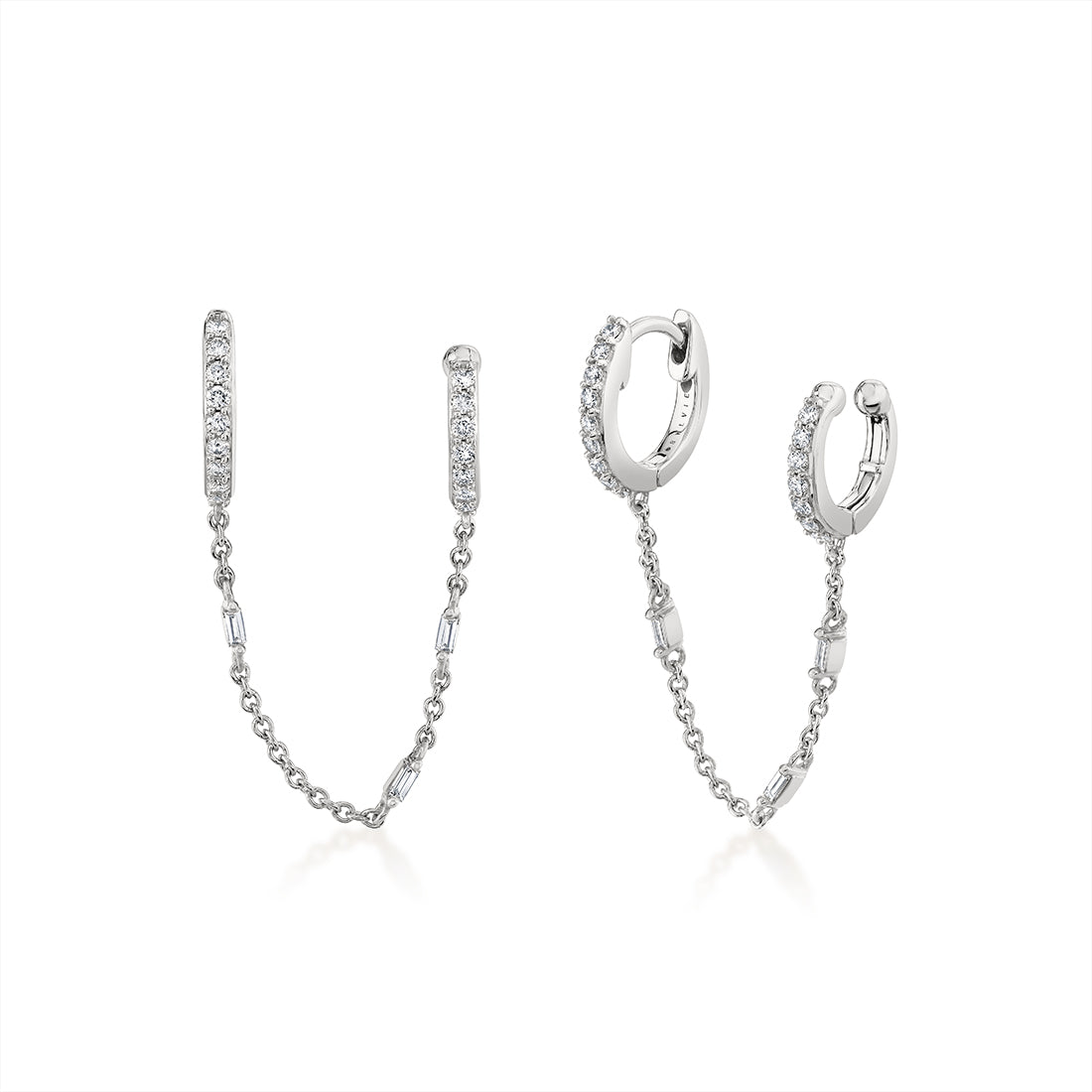 Baguette Diamond Chain Earrings