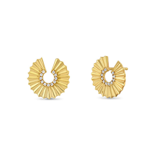 Lineaire Sculpted Diamond C-Shape Earrings