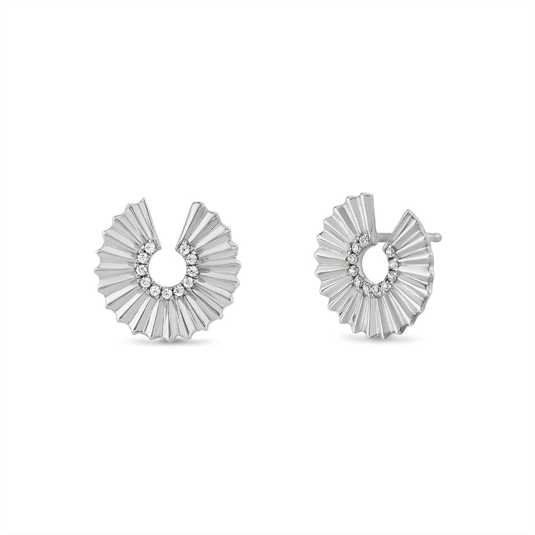 Lineaire Sculpted Diamond C-Shape Earrings