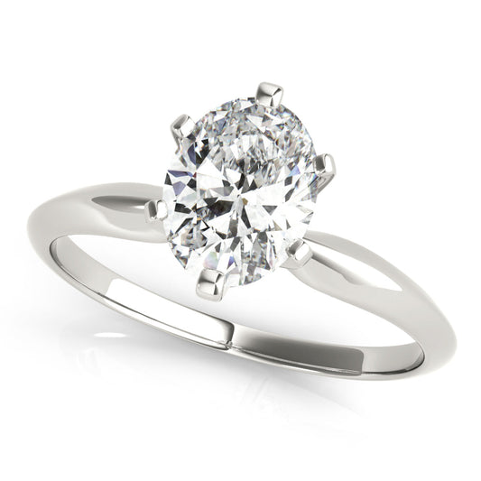 14K White Gold Oval Diamond Six Prong Solitaire Engagement Ring (1ct) 