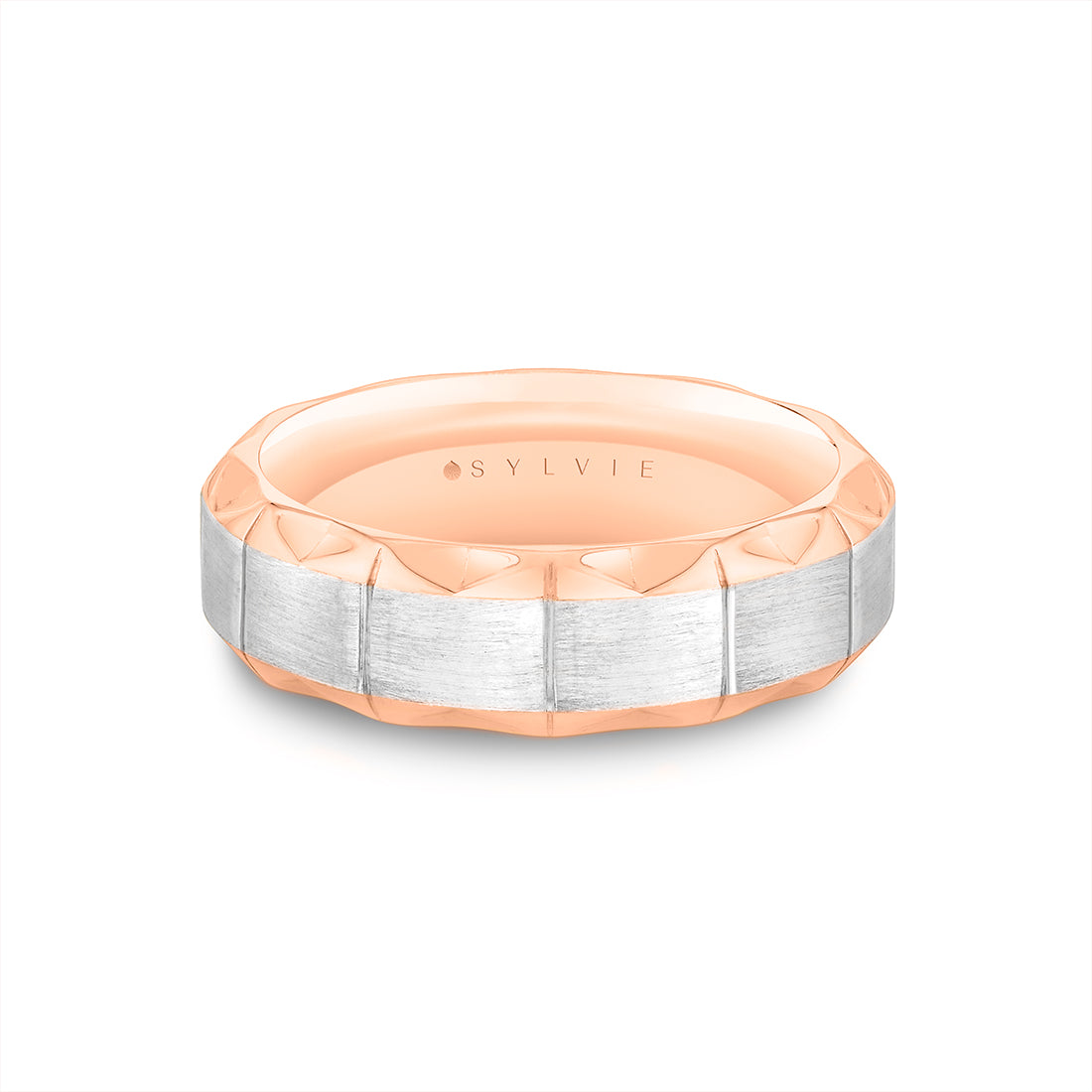 Fluted Shell Two Tone Brushed Mens Band - Francis