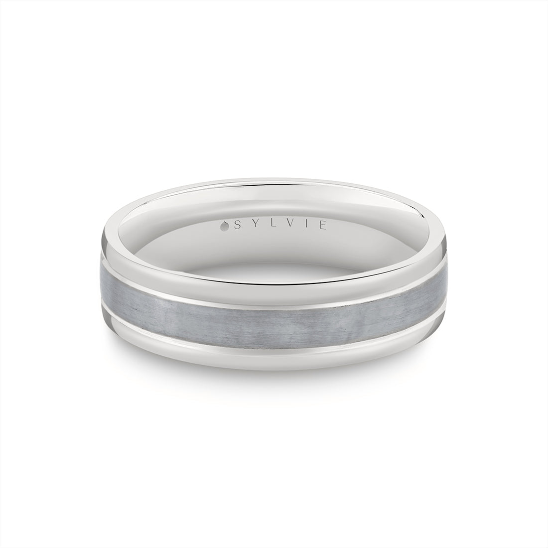 Heritage Two Tone Mens Band with Brushed Grey Gold - Luis