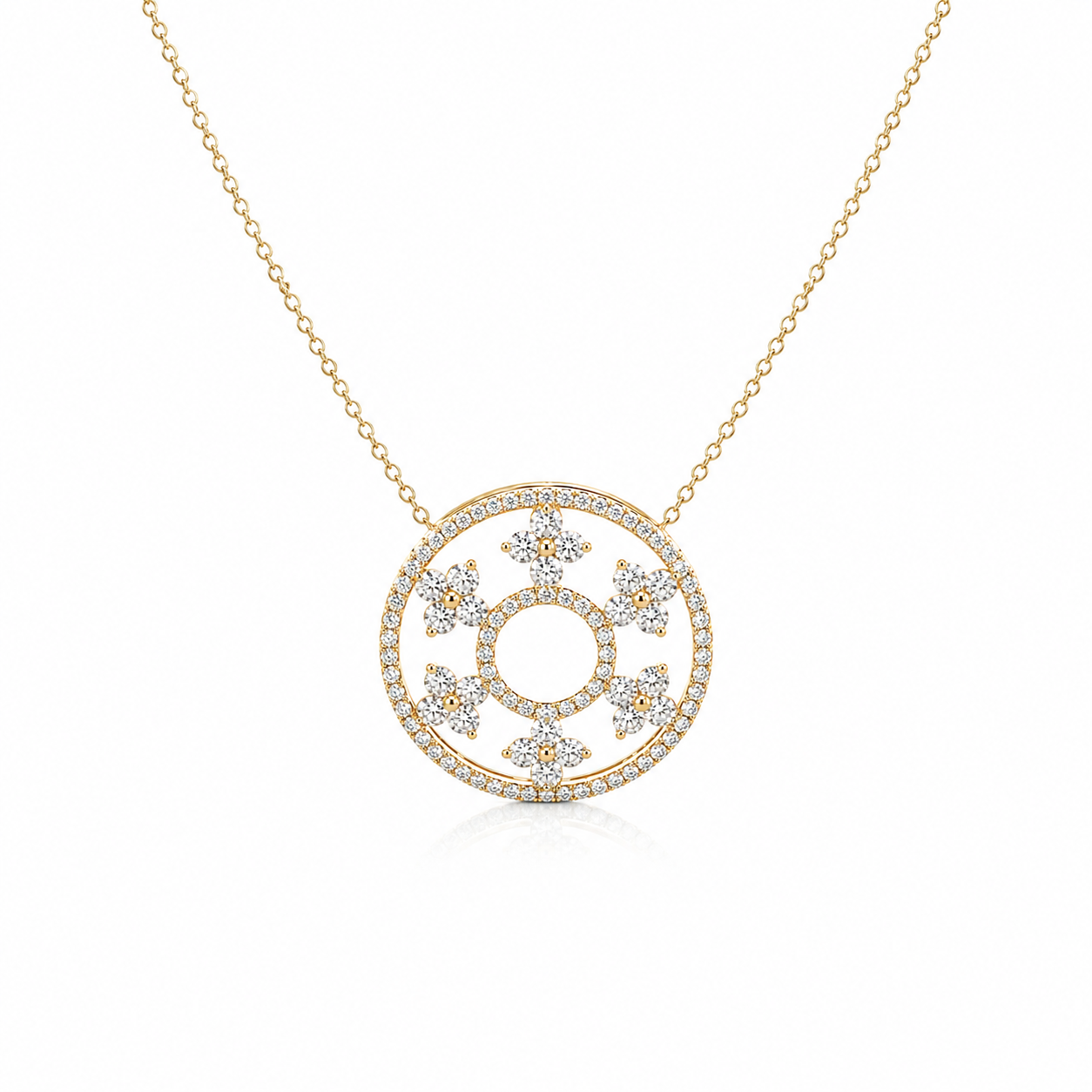 Yellow Gold Lab-Grown Diamond Circle Pendant