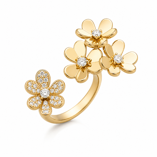 Yellow Gold Diamond Flower Fashion Ring