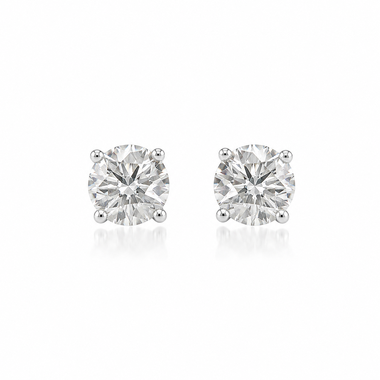 White Gold 3ctw Round Diamond Classic Four Prong Studs