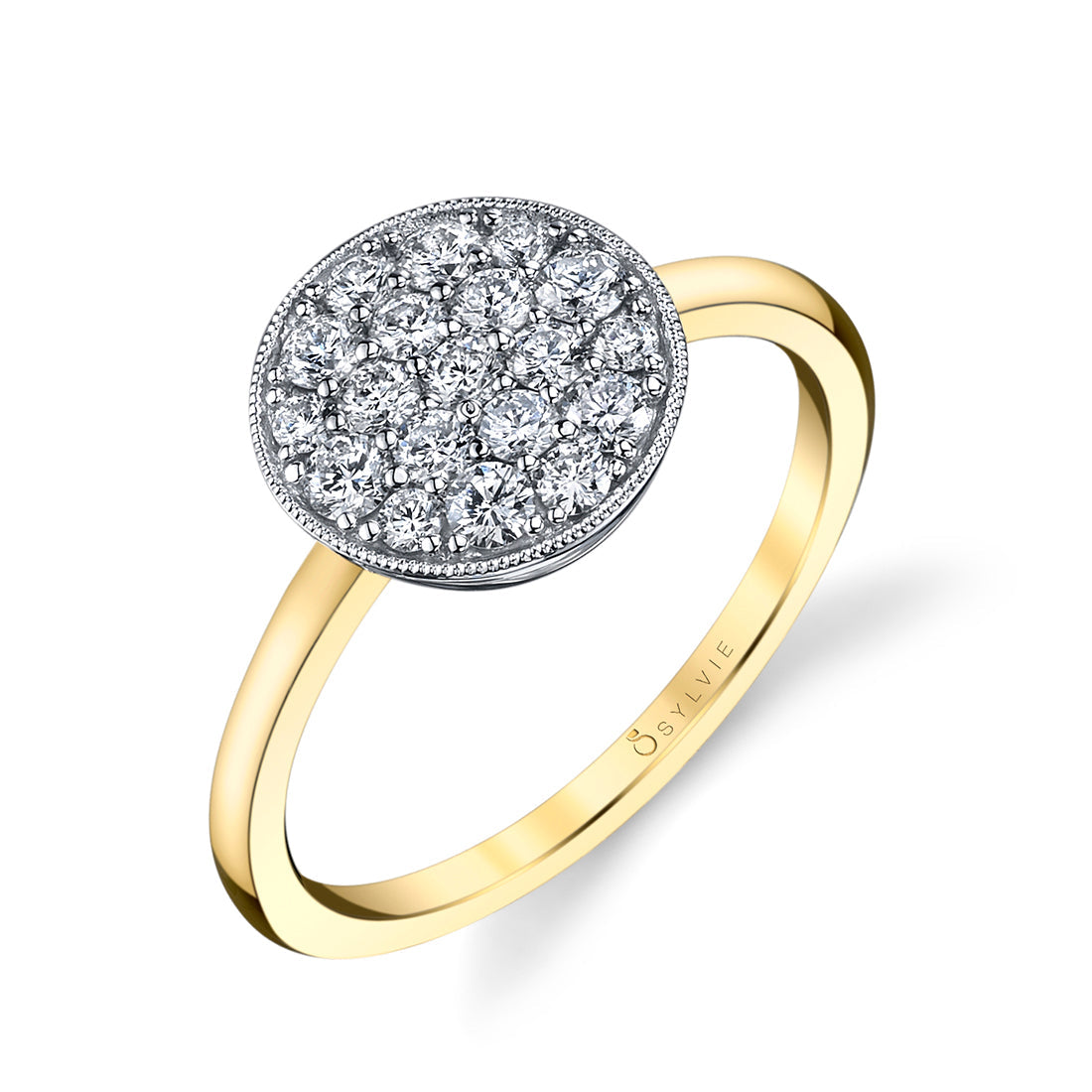 Modern Two-Tone Round Brilliant Diamond Ring