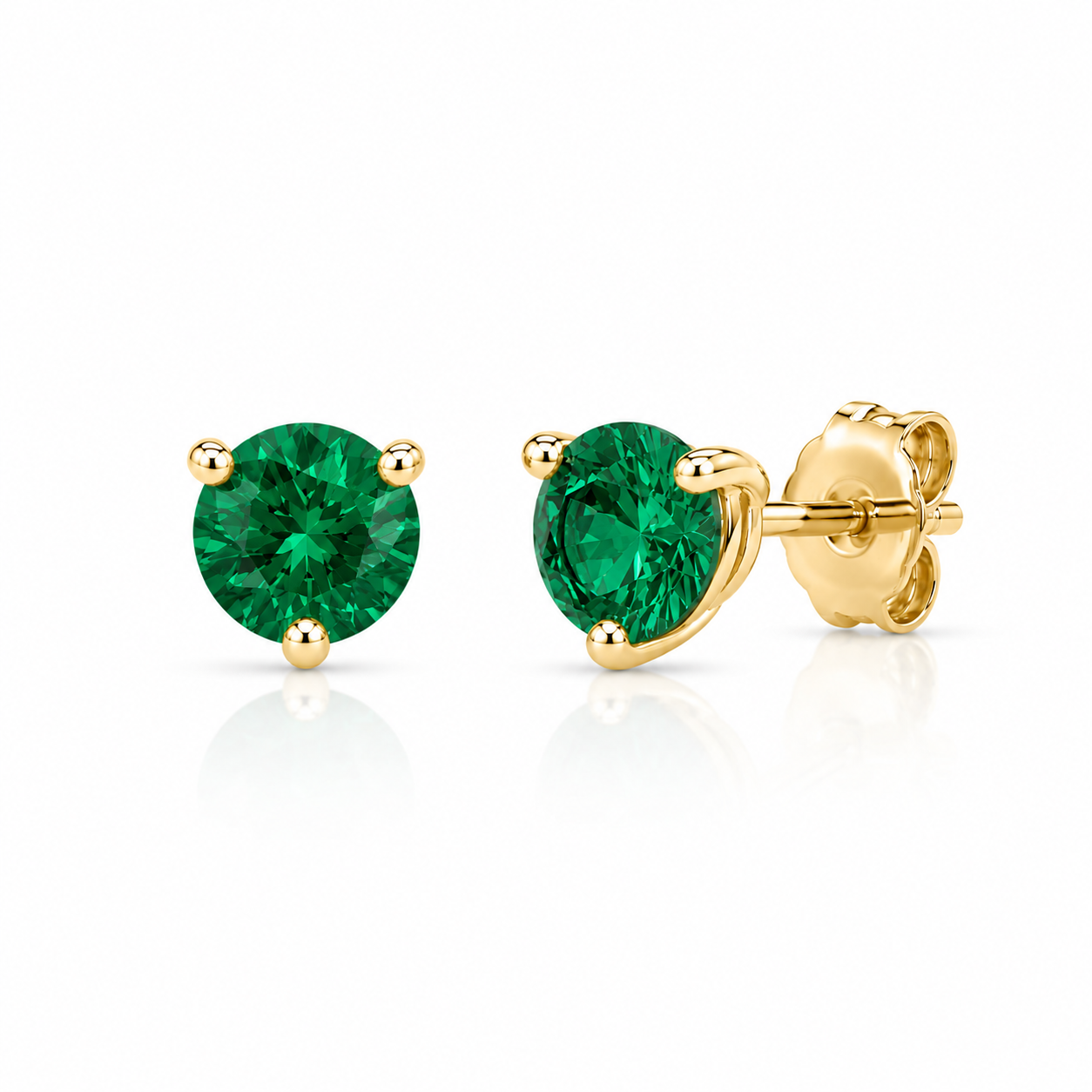 Yellow Gold Emerald Studs