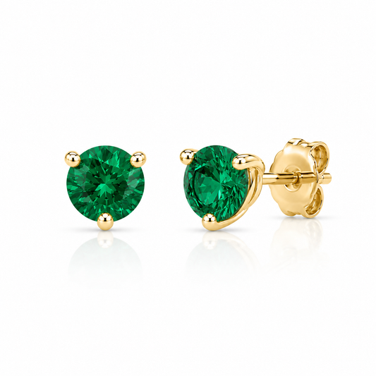 Yellow Gold Emerald Studs