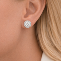 White Gold Diamond Halo Stud Earrings