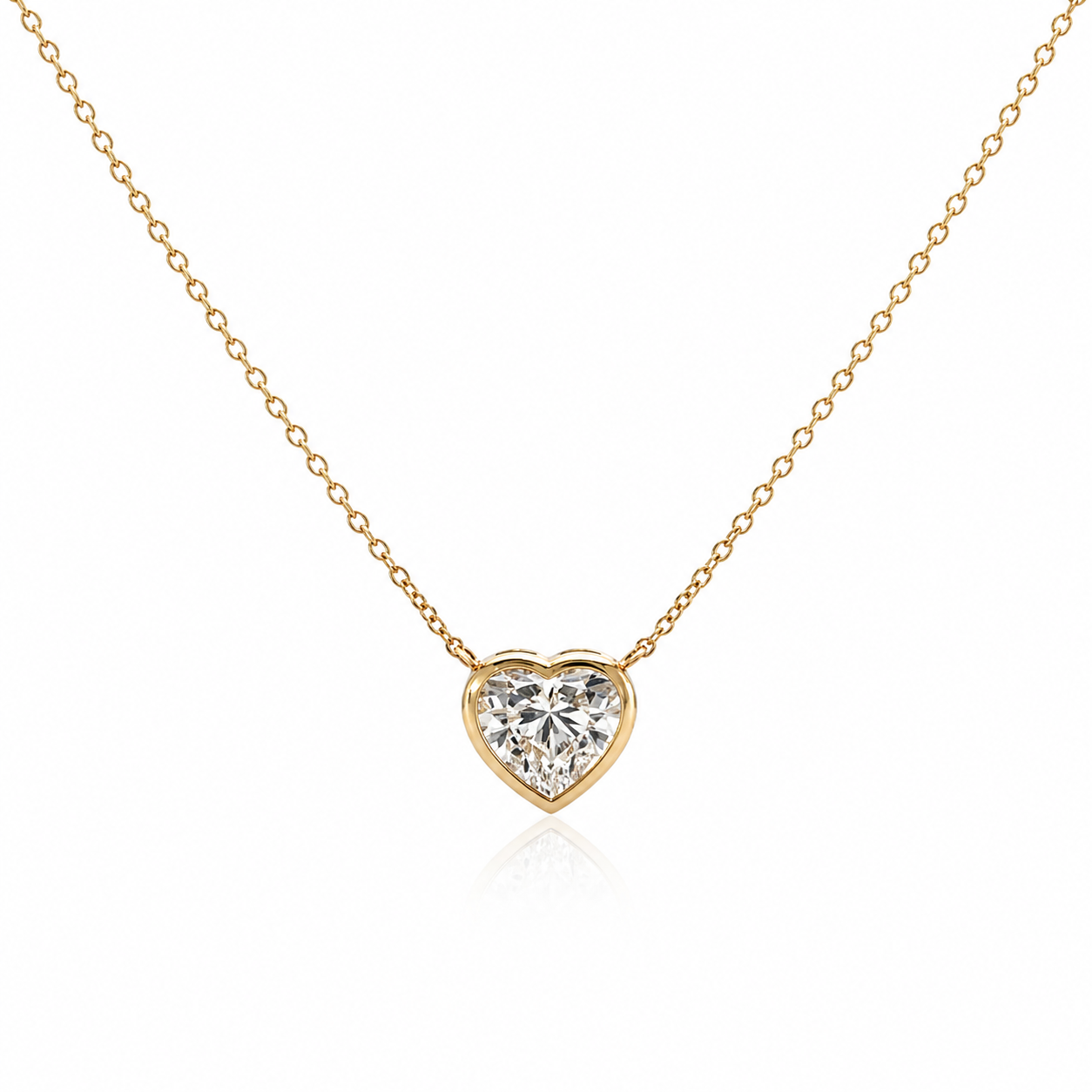 Yellow Gold Heart Bezel Lab-Grown Diamond Necklace