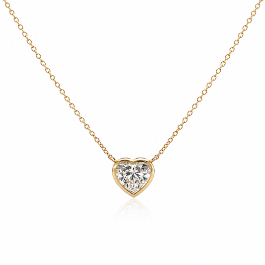 Yellow Gold Heart Bezel Lab-Grown Diamond Necklace