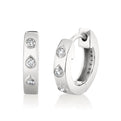 Shell Bezel Spaced Diamond Huggies
