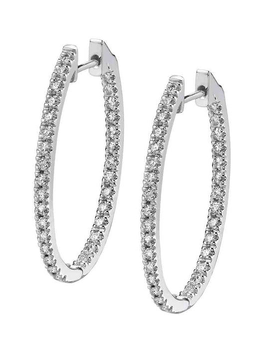 Diamond Hoop Earrings - 20X29 MM - 0.90 Carats
