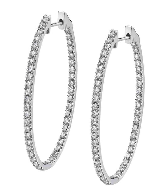 Diamond Hoop Earrings - 22X40MM - 1.30 Carats