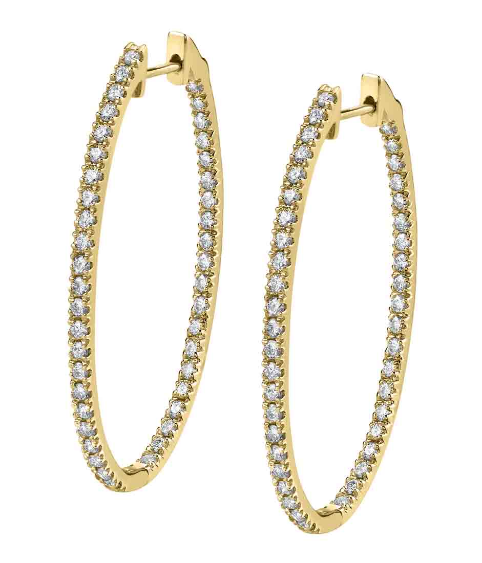 Diamond Hoop Earrings - 22X40MM - 1.30 Carats