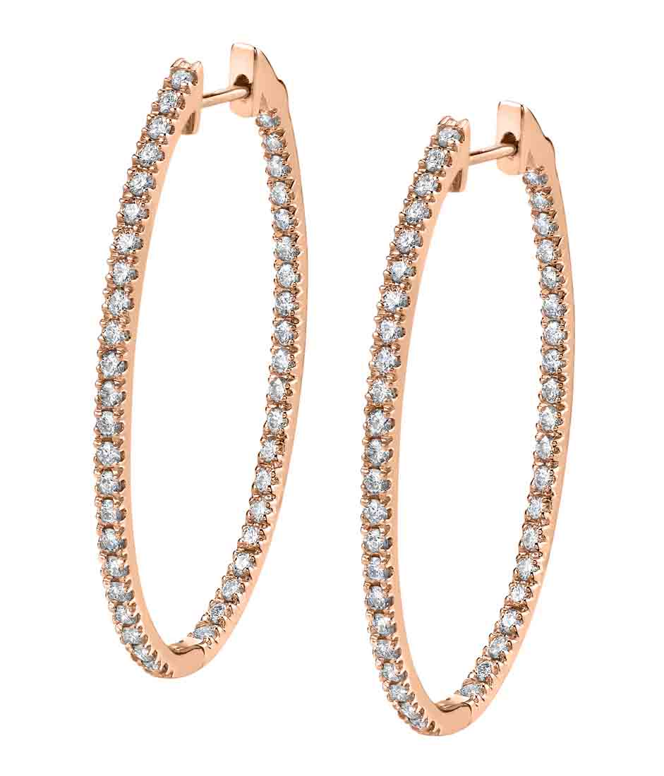 Diamond Hoop Earrings - 22X40MM - 1.30 Carats