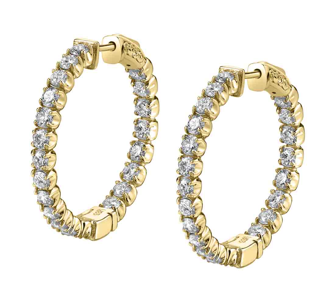 Diamond Hoop Earrings - 22MM - 1.70 Carats
