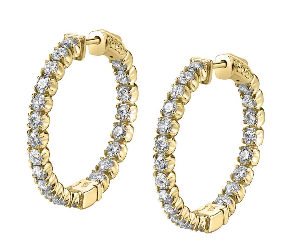 Diamond Hoop Earrings - 25MM - 2.20 Carats