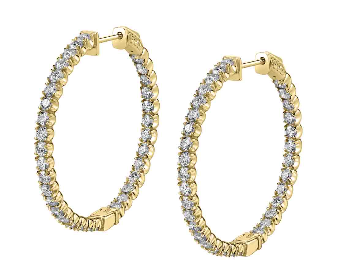 Diamond Hoop Earrings - 35MM - 3.60 Carats