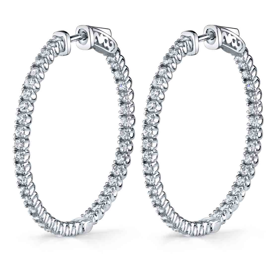 Diamond Hoop Earrings - 35MM - 1.50 Carats