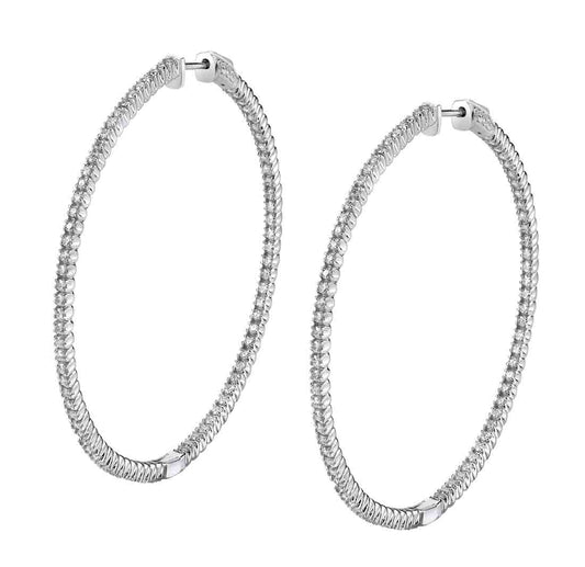 Thin Diamond Hoop Earrings - 44MM - 2.50 Carats