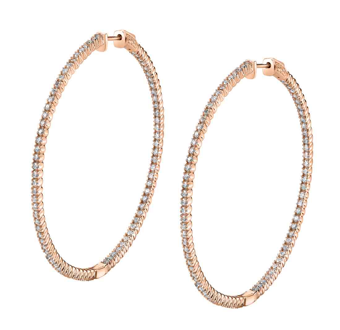 Thin Diamond Hoop Earrings - 44MM - 2.50 Carats
