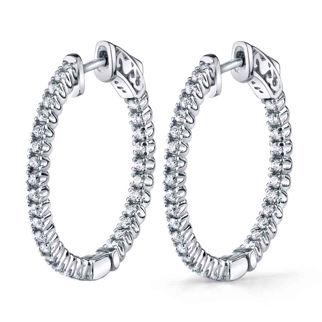 Diamond Hoop Earrings - 27MM - 0.60 Carats