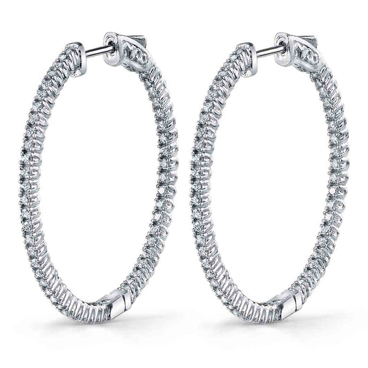 Large Diamond Hoop Earrings - 35MM - 1 Carat