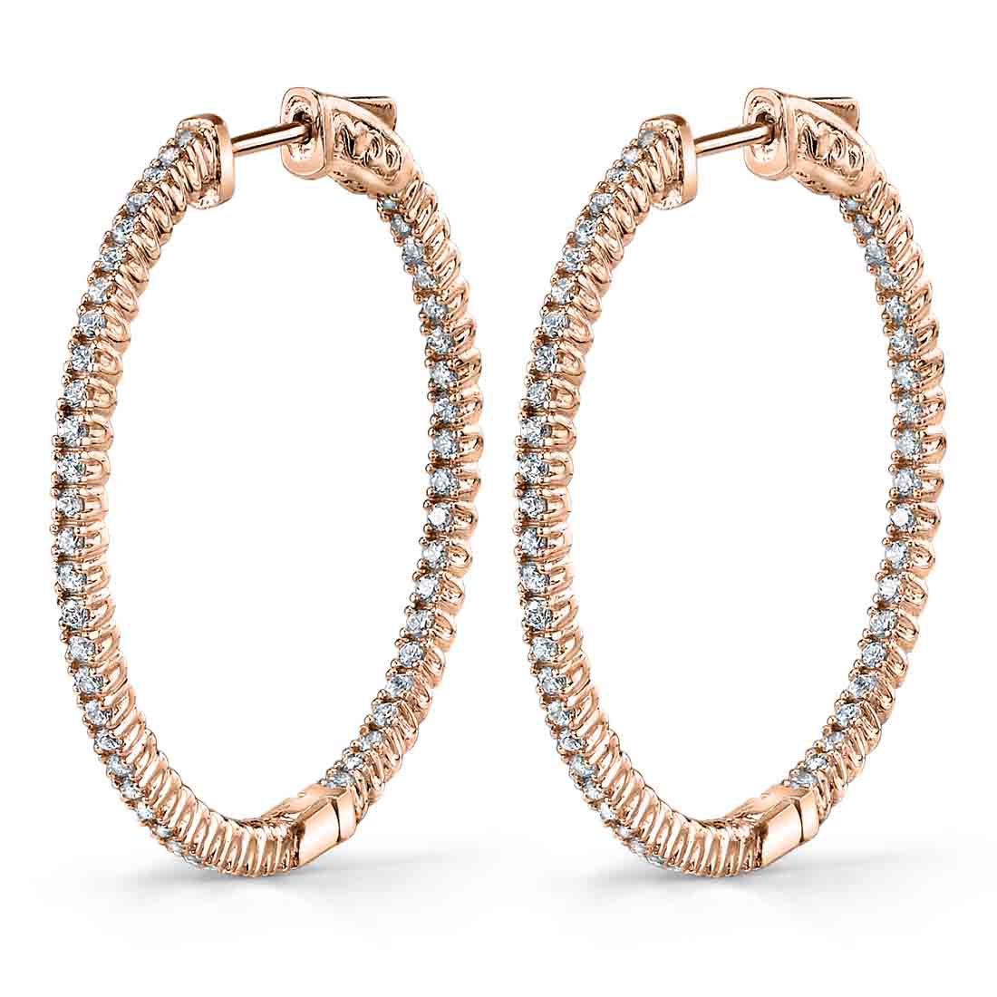 Large Diamond Hoop Earrings - 35MM - 1 Carat