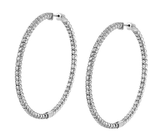Thin Diamond Hoop Earrings - 50MM - 1.50 Carats