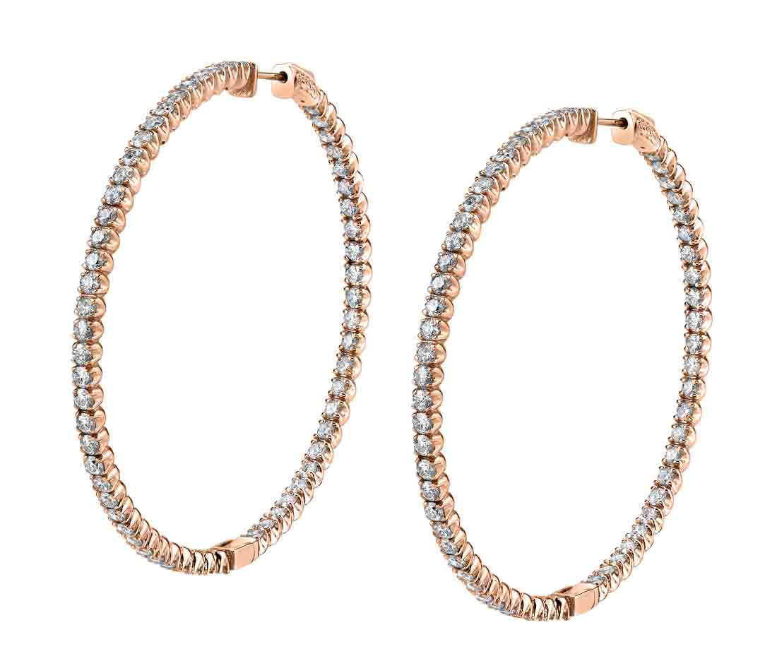 Thin Diamond Hoop Earrings - 50MM - 1.50 Carats