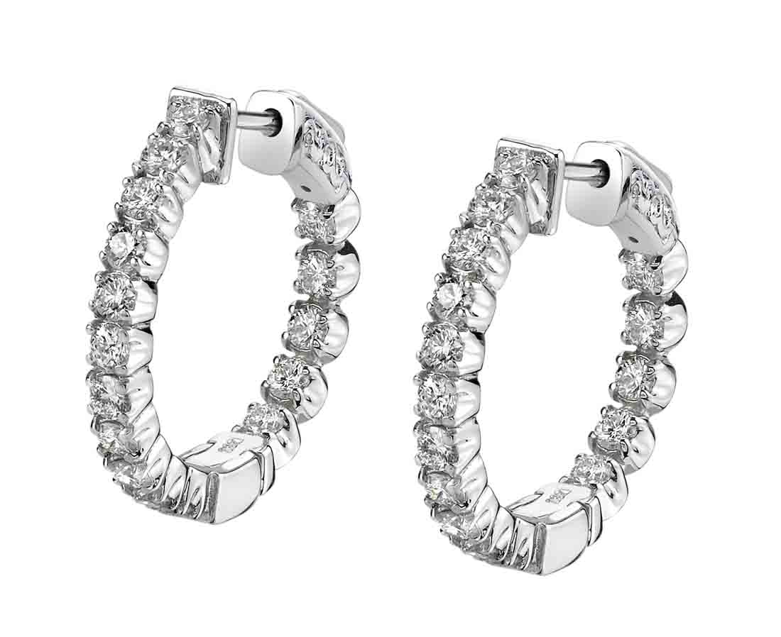 Thick Diamond Huggie Earrings - 19MM - 1 Carat