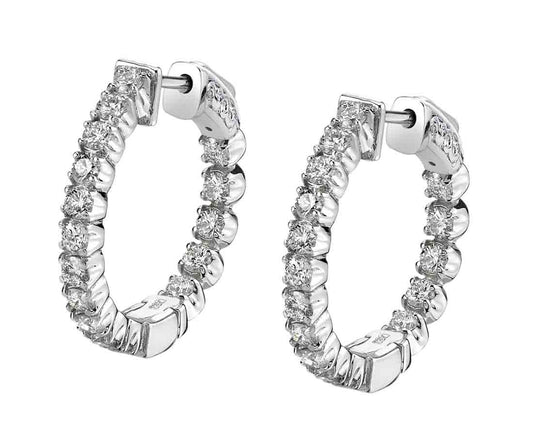 Thick Diamond Huggie Earrings - 19MM - 1 Carat