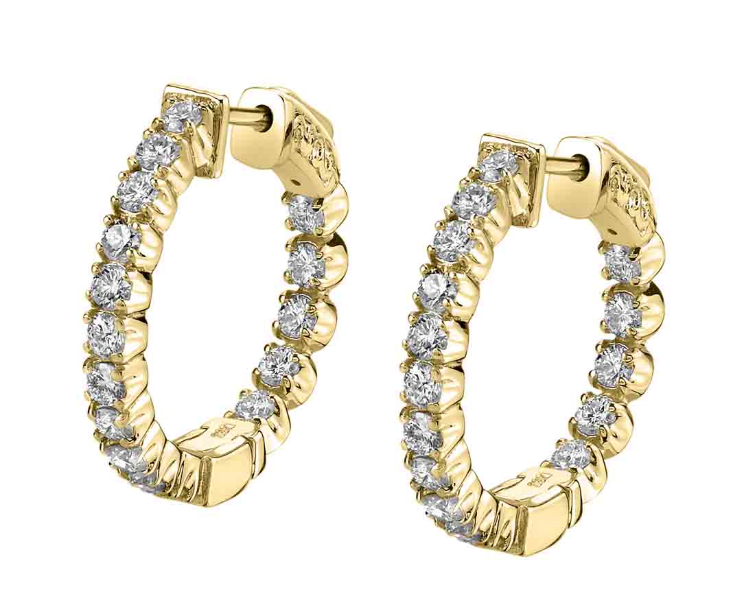 Thick Diamond Huggie Earrings - 19MM - 1 Carat